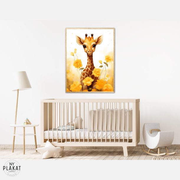 Giraffens Gule Blomsterhave - Giraf Plakat 13