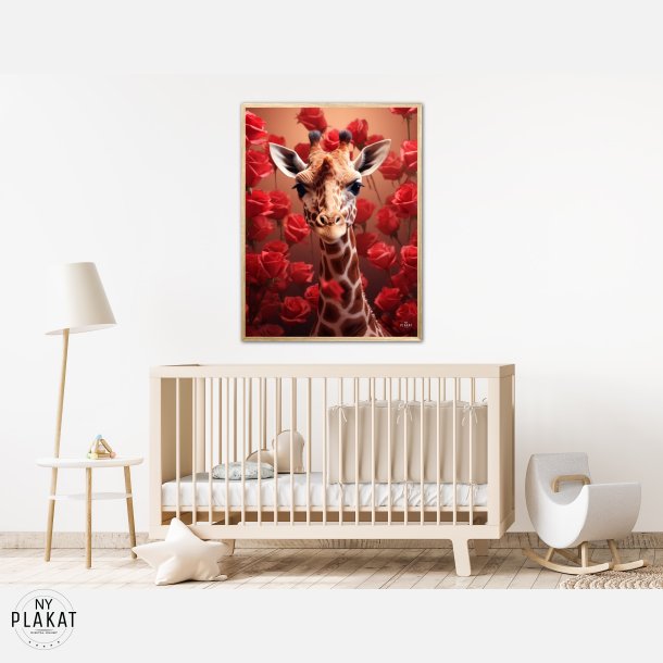 Giraffens Rde Roseblomstring - Giraf Plakat 15