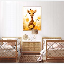 Giraffens Gule Blomsterhave - Giraf Plakat 13