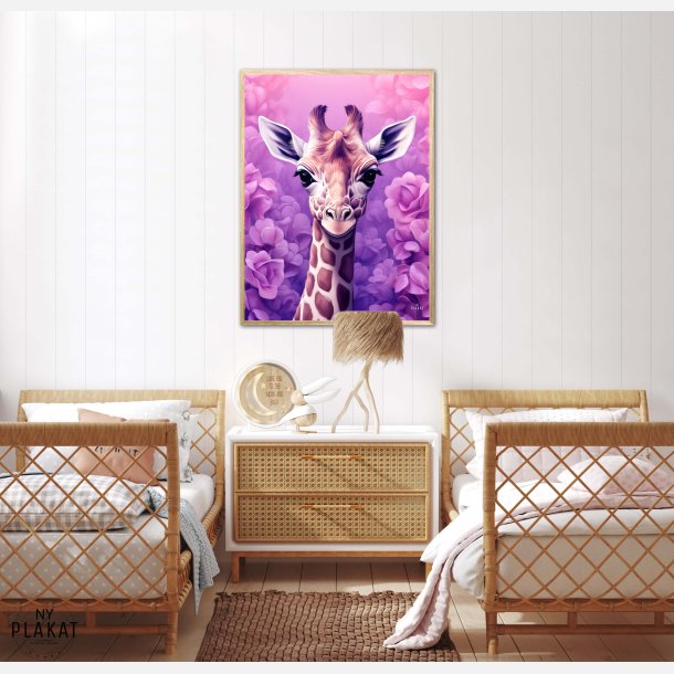 Giraffens Lilla Rosedrm - Giraf Plakat 25