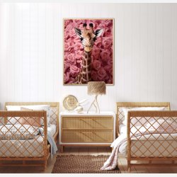 Giraffens Rosehav i Pink - Giraf Plakat 26