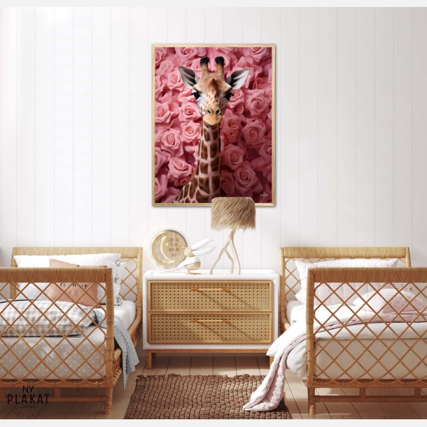 Giraffens Rosehav i Pink - Giraf Plakat 26