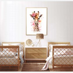 Giraffens Blomsterdrmme - Giraf Plakat 28