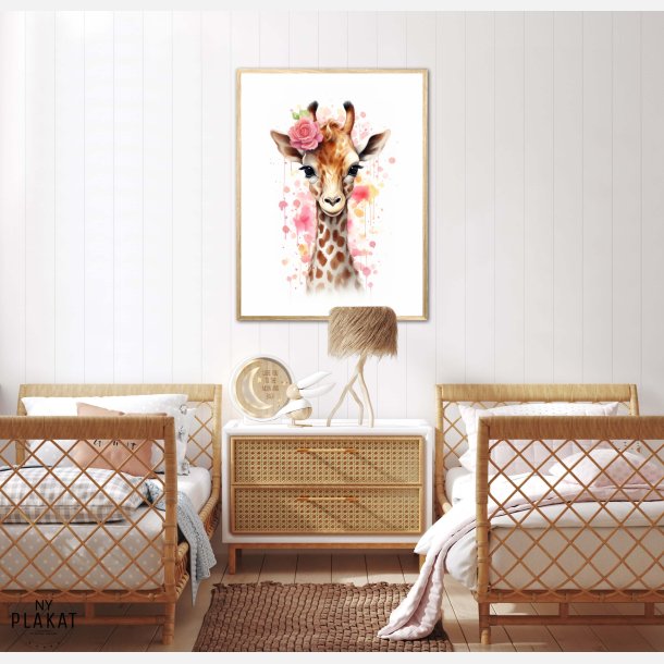 Giraffens Blomsterdrmme - Giraf Plakat 28