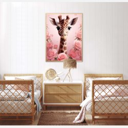 Giraffens Pink Rose Oase - Giraf Plakat 30