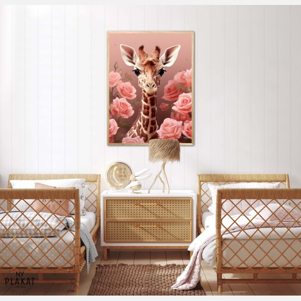 Pink Roser i Giraffens Verden - Giraf Plakat 31