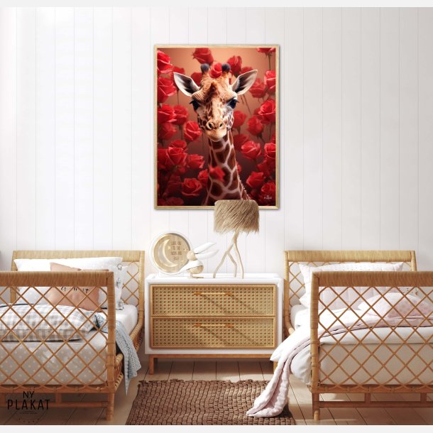 Giraffens Rde Roseblomstring - Giraf Plakat 15