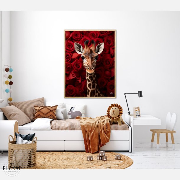 Giraffens Krlighed til Rde Roser - Giraf Plakat 17