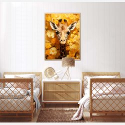 Giraffens Gule Blomsterparadis - Giraf Plakat 12
