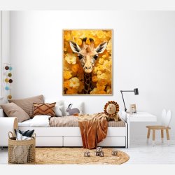 Giraffens Gule Blomsterparadis - Giraf Plakat 12