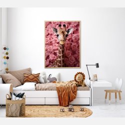 Giraffens Rosehav i Pink - Giraf Plakat 26