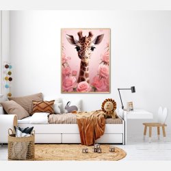 Giraffens Pink Rose Oase - Giraf Plakat 30