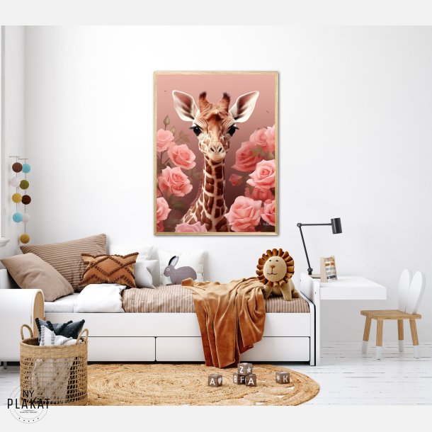 Pink Roser i Giraffens Verden - Giraf Plakat 31