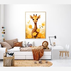 Giraffens Gule Blomsterhave - Giraf Plakat 13