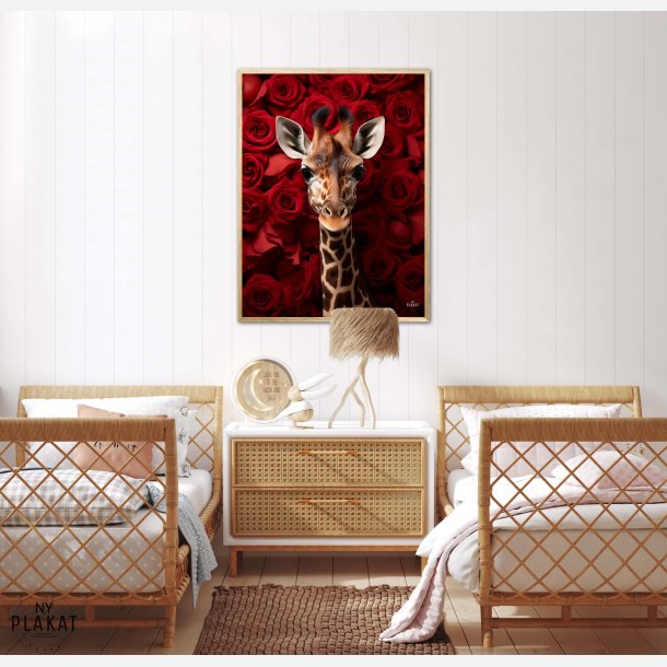 Giraffens Krlighed til Rde Roser - Giraf Plakat 17