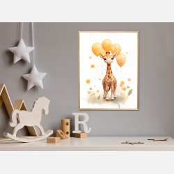 Giraf Med Orange Balloner - Giraf Plakat 27