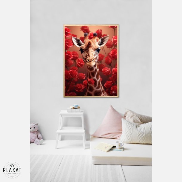 Giraffens Rde Roseblomstring - Giraf Plakat 15