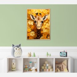 Giraffens Gule Blomsterparadis - Giraf Plakat 12