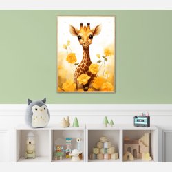 Giraffens Gule Blomsterhave - Giraf Plakat 13