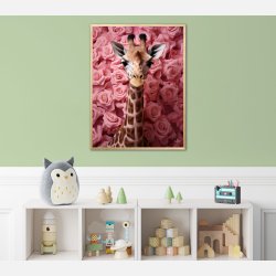 Giraffens Rosehav i Pink - Giraf Plakat 26