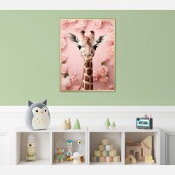 Giraffens Pink Blomstermagi - Giraf Plakat 29