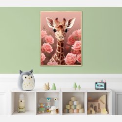 Pink Roser i Giraffens Verden - Giraf Plakat 31