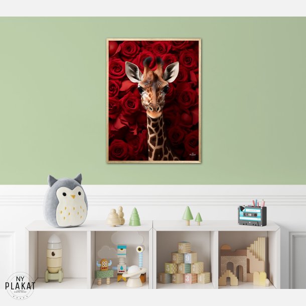 Giraffens Krlighed til Rde Roser - Giraf Plakat 17