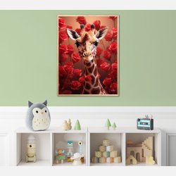 Giraffens Rde Roseblomstring - Giraf Plakat 15