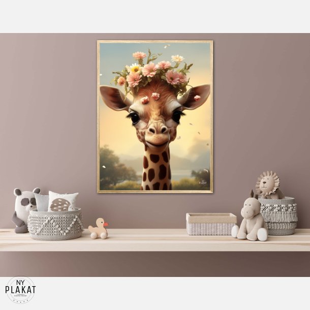 Giraffens Blomsterdrm - Giraf Plakat 10