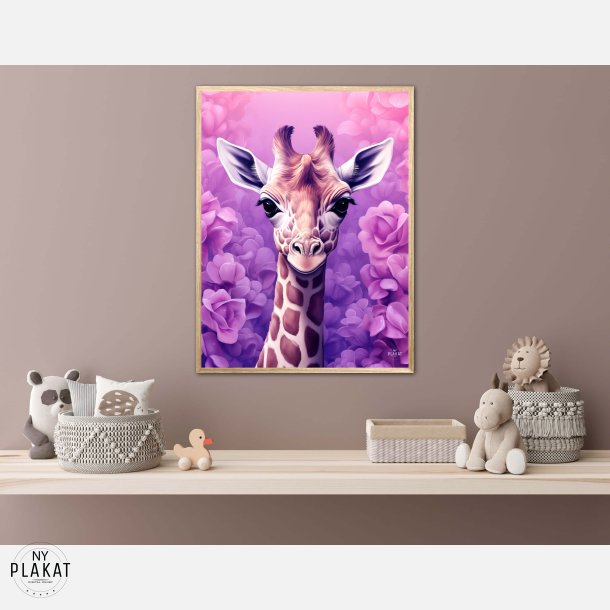 Giraffens Lilla Rosedrm - Giraf Plakat 25