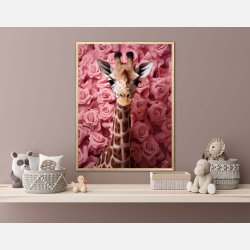 Giraffens Rosehav i Pink - Giraf Plakat 26