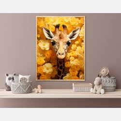 Giraffens Gule Blomsterparadis - Giraf Plakat 12