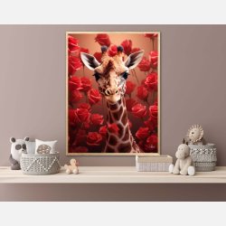Giraffens Rde Roseblomstring - Giraf Plakat 15
