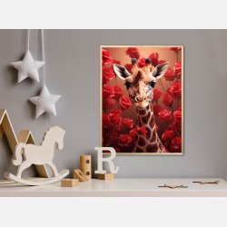 Giraffens Rde Roseblomstring - Giraf Plakat 15
