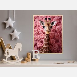 Giraffens Rosehav i Pink - Giraf Plakat 26