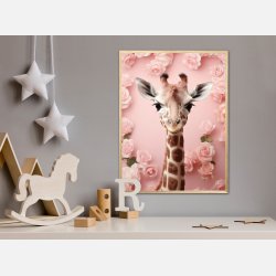 Giraffens Pink Blomstermagi - Giraf Plakat 29
