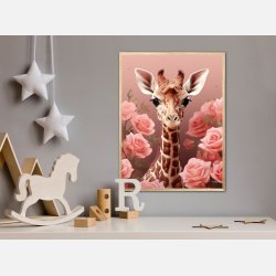 Pink Roser i Giraffens Verden - Giraf Plakat 31