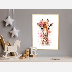 Giraffens Blomsterdrmme - Giraf Plakat 28