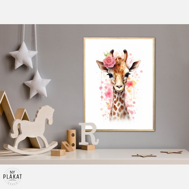 Giraffens Blomsterdrmme - Giraf Plakat 28