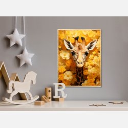 Giraffens Gule Blomsterparadis - Giraf Plakat 12