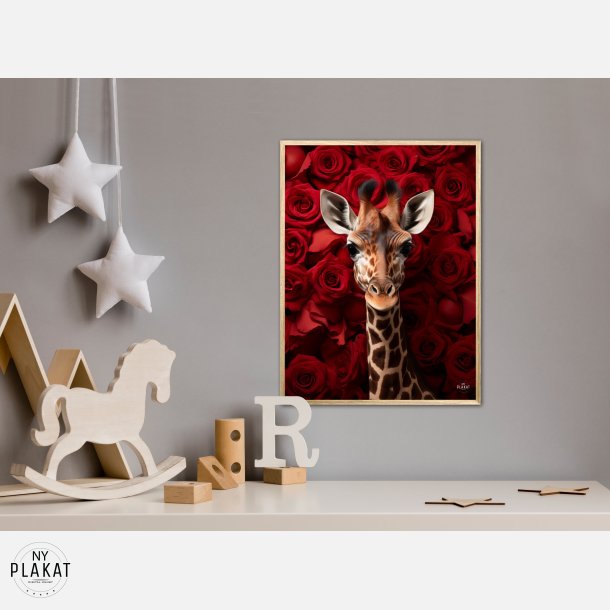 Giraffens Krlighed til Rde Roser - Giraf Plakat 17