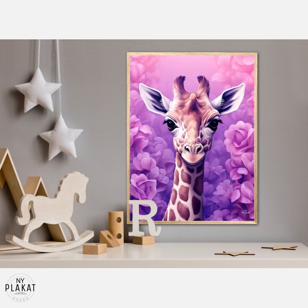 Giraffens Lilla Rosedrm - Giraf Plakat 25
