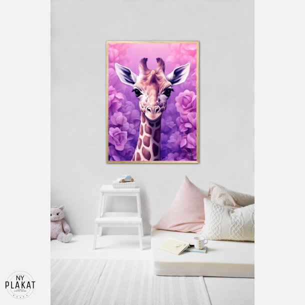 Giraffens Lilla Rosedrm - Giraf Plakat 25