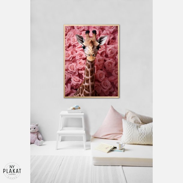 Giraffens Rosehav i Pink - Giraf Plakat 26