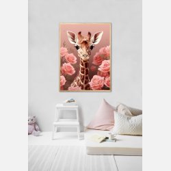 Pink Roser i Giraffens Verden - Giraf Plakat 31