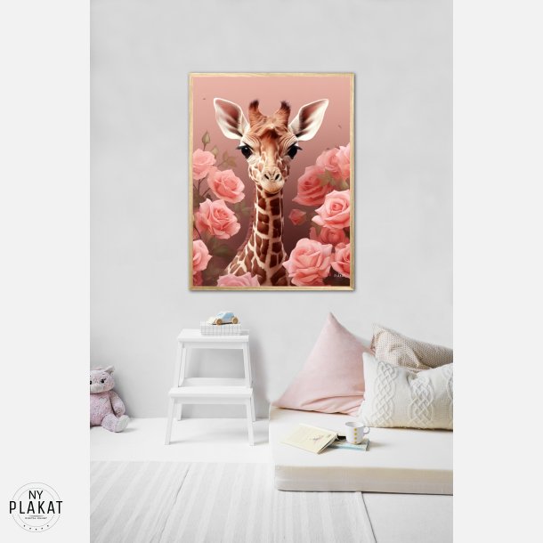 Pink Roser i Giraffens Verden - Giraf Plakat 31
