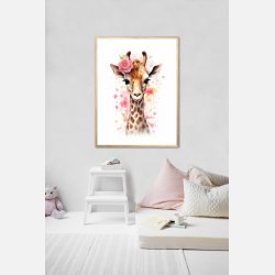 Giraffens Blomsterdrmme - Giraf Plakat 28