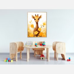 Giraffens Gule Blomsterhave - Giraf Plakat 13