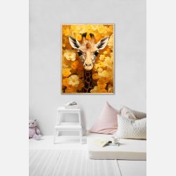 Giraffens Gule Blomsterparadis - Giraf Plakat 12