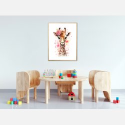 Giraffens Blomsterdrmme - Giraf Plakat 28